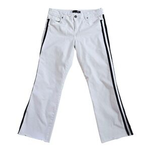 Kut From The Kloth -1111 Mid-rise Stella Kick Flare White Black Side Stripes- 12